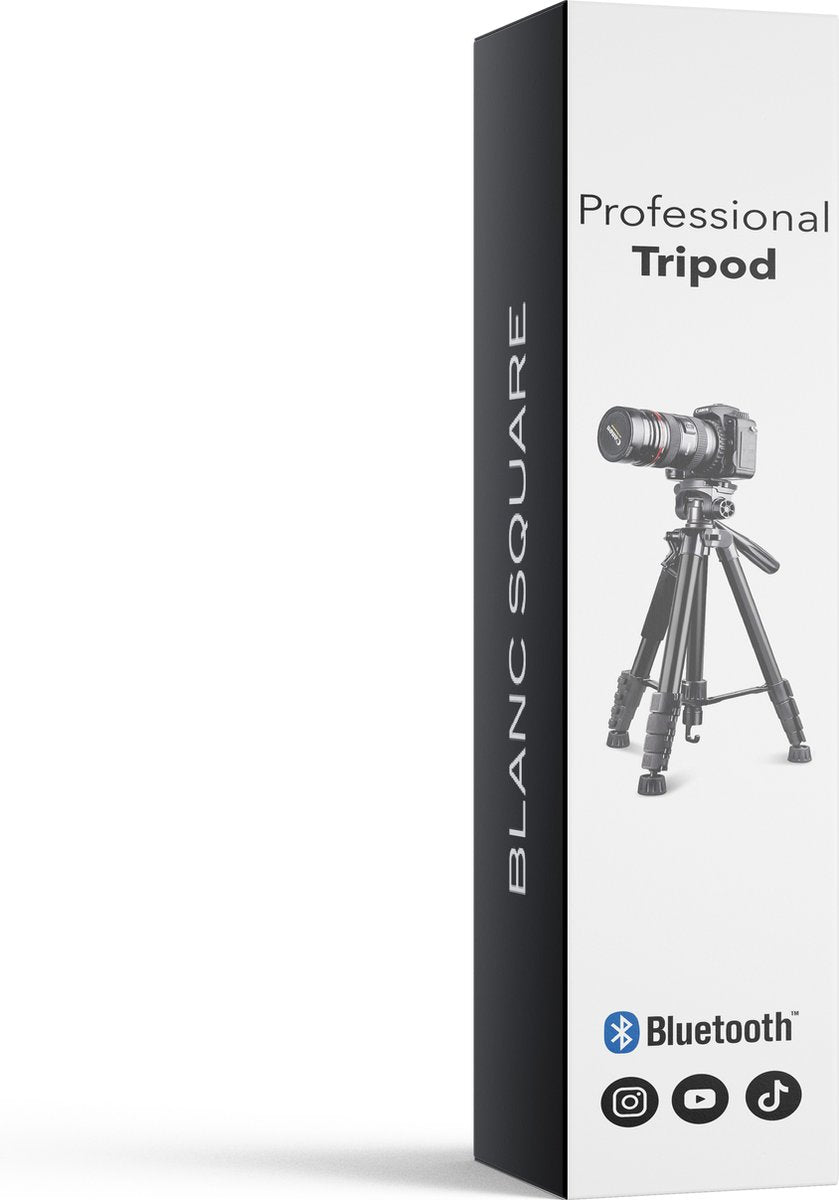 Blanc Square Camera Tripod Pro – Stativ mit Smartphone-Halterung – 172 cm Höhe – Kompatibel mit Sony, Canon und Nikon – Universelles DSLR-Kamerastativ – Inklusive Bluetooth-Fernbedienung