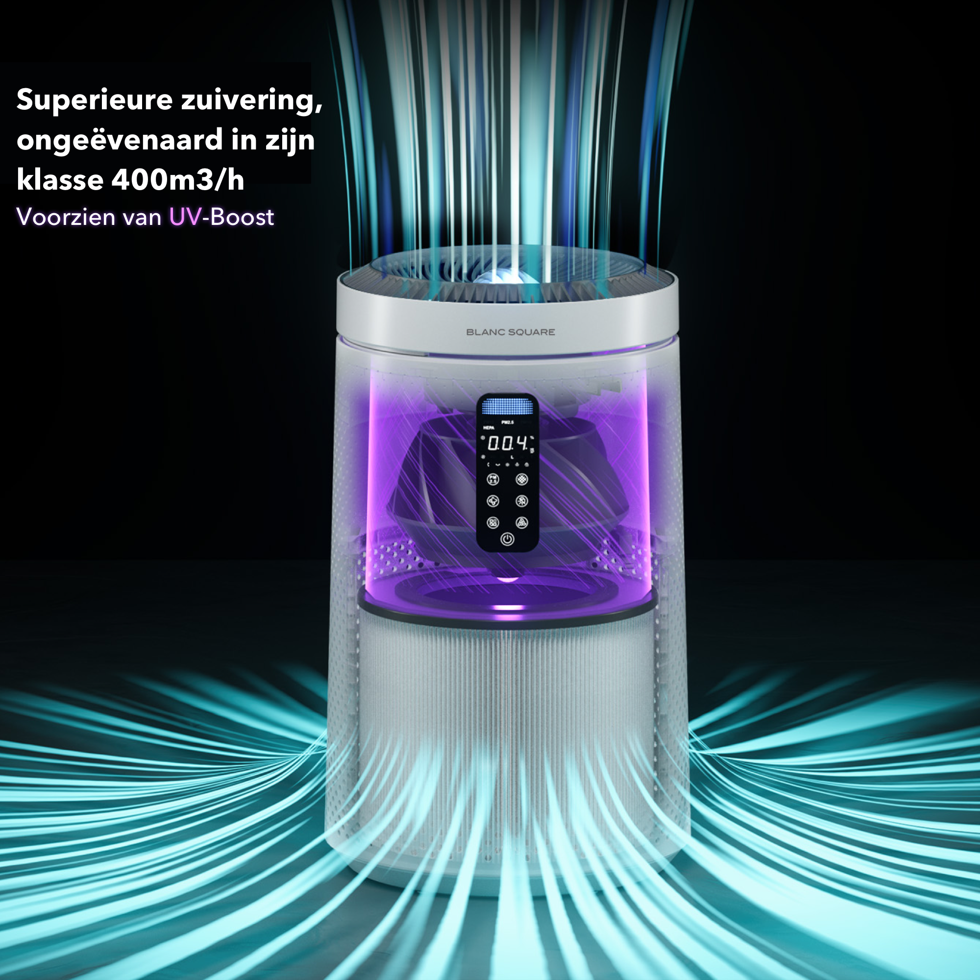 Luchtreiniger - Air Purifier Pro met HEPA13 filter + Koolstoffilter - Werkt tegen Allergie Stof Hooikoorts Huisstofmijt - Clean Air Aroma functie