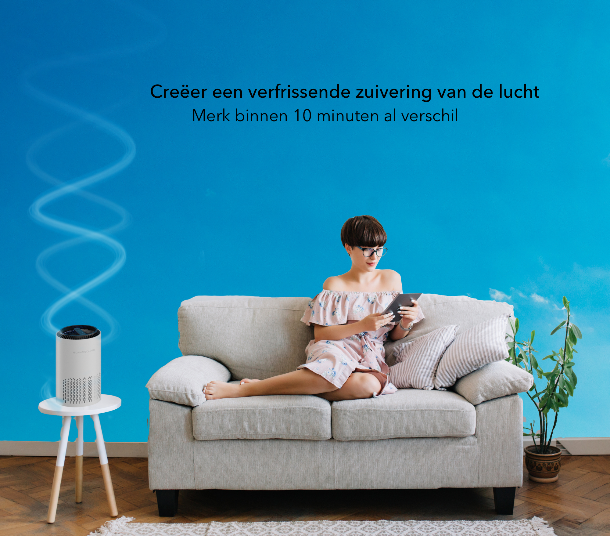 Blanc Square Air Purifier Pro – with HEPA 13 Filter and Activated Carbon Filter – Removes 99.7 Percent of Allergens Hay Fever Dust Mites – Sleep Mode – Clean Air Diffuser