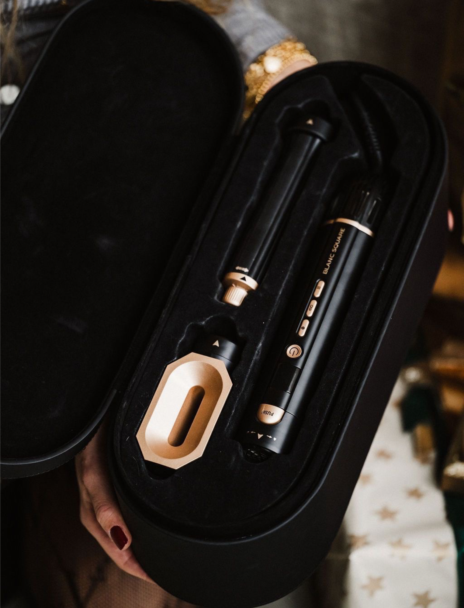 Blanc Square Airstyler – Multistyler Pro – Föhnbürste und Lockenbürste – 5-in-1 Lockenstab – Haarstyler – Heißluftbürste – Haarwickel – Inklusive Diffusor und Aufbewahrungsetui