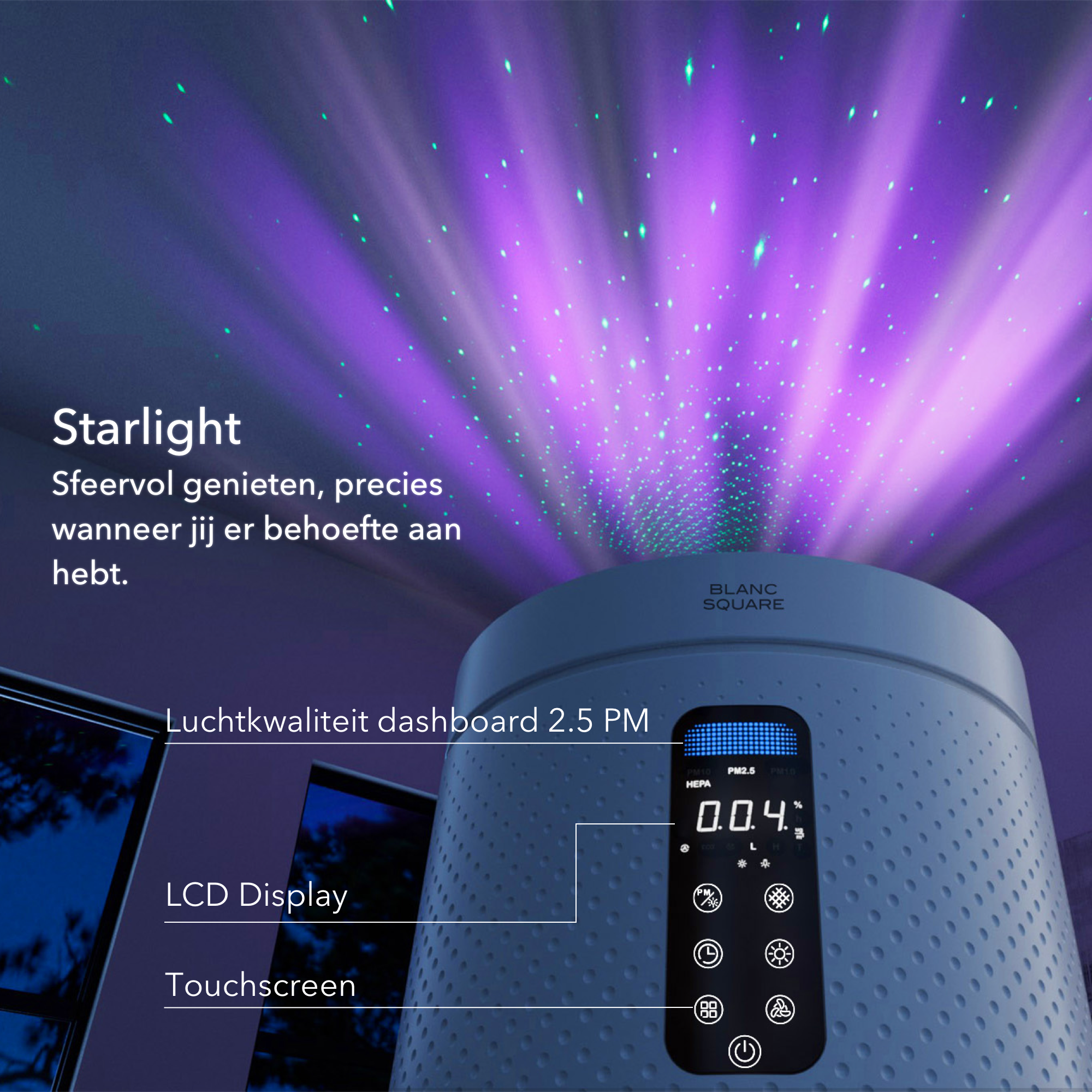 Luchtreiniger - Air Purifier Pro met HEPA13 filter + Koolstoffilter - Werkt tegen Allergie Stof Hooikoorts Huisstofmijt - Clean Air Aroma functie