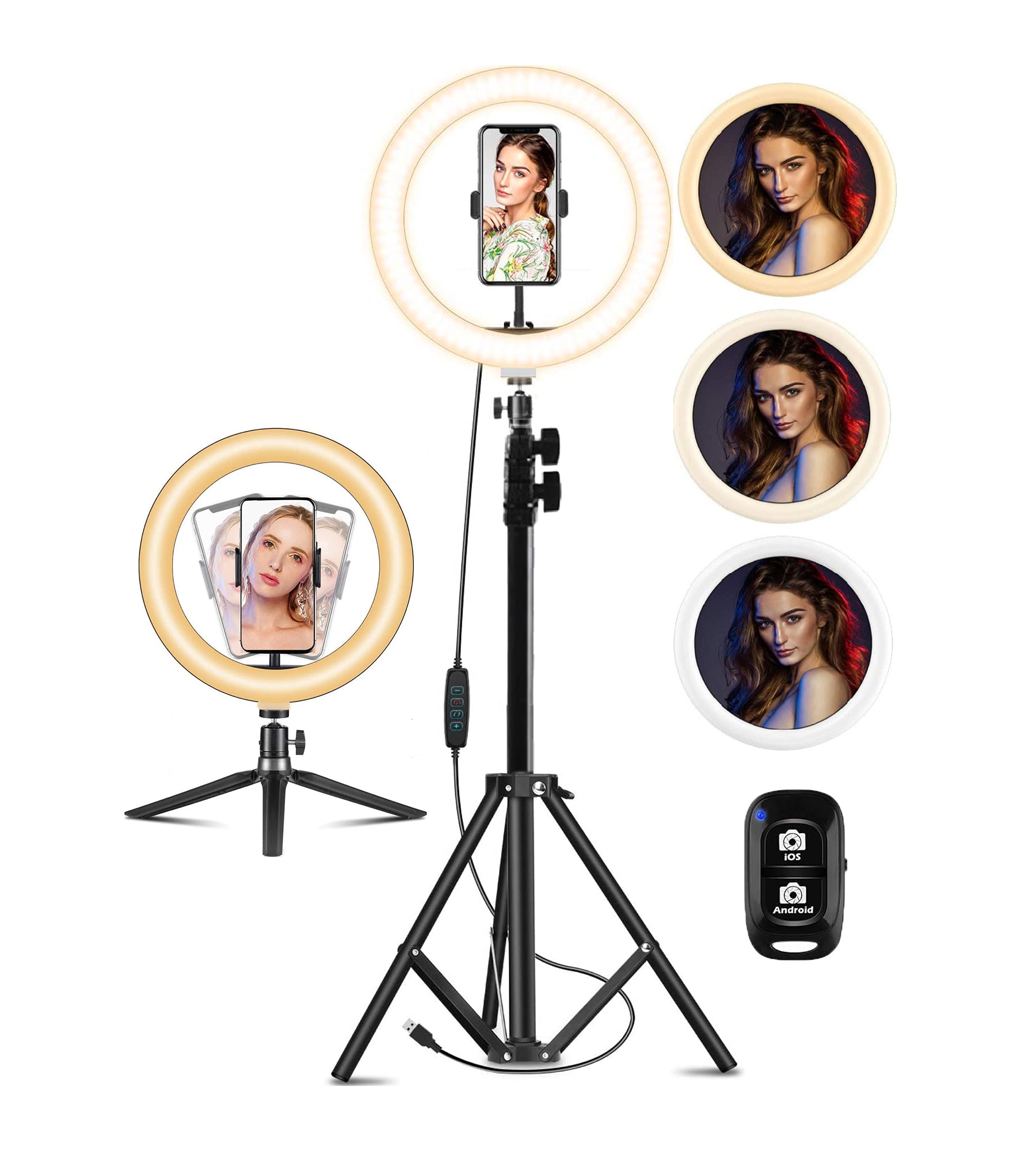 Ringlamp met Statief Smartphone BS® - 10’ Pro LED 210cm Verstelbaar