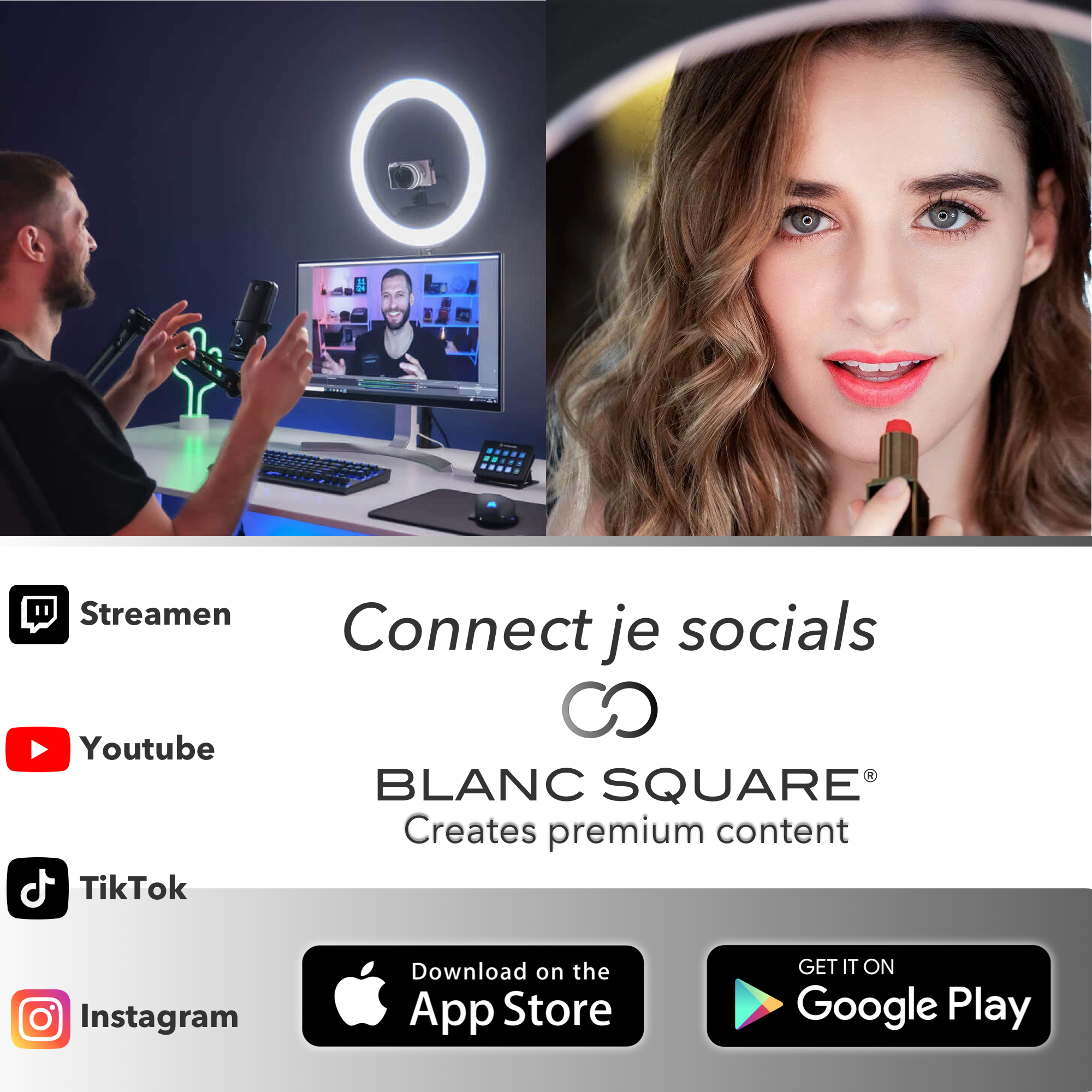 Ringlamp met Statief Smartphone BS® - 10’ Pro LED 210cm Verstelbaar