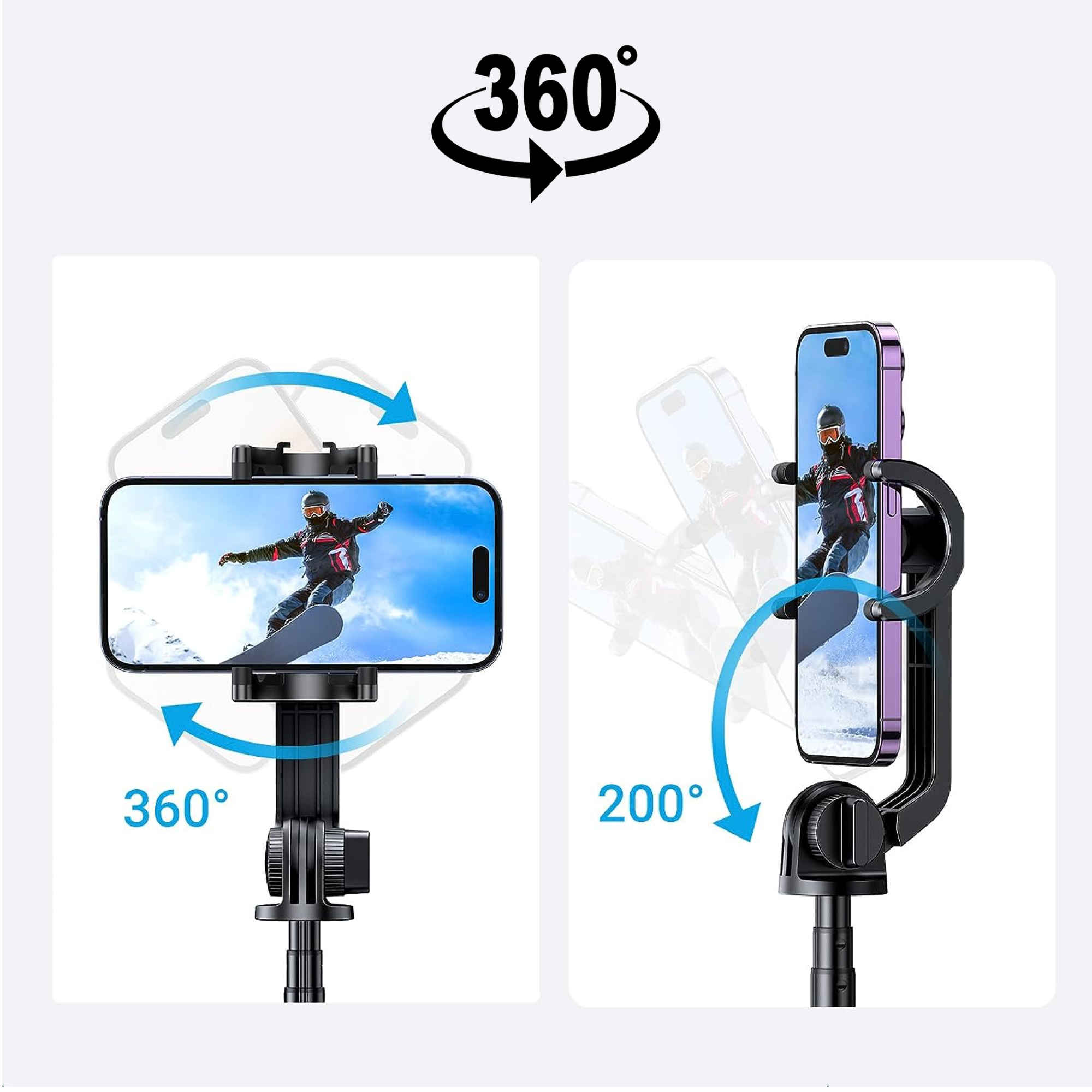 BS® Selfie Tripod - 163 cm in hoogte verstelbaar - inclusief Bluetooth remote