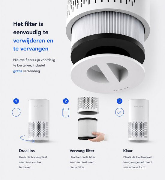 BLANC SQUARE Air Purifier Pro — Includes 1 Extra HEPA 13 Filter