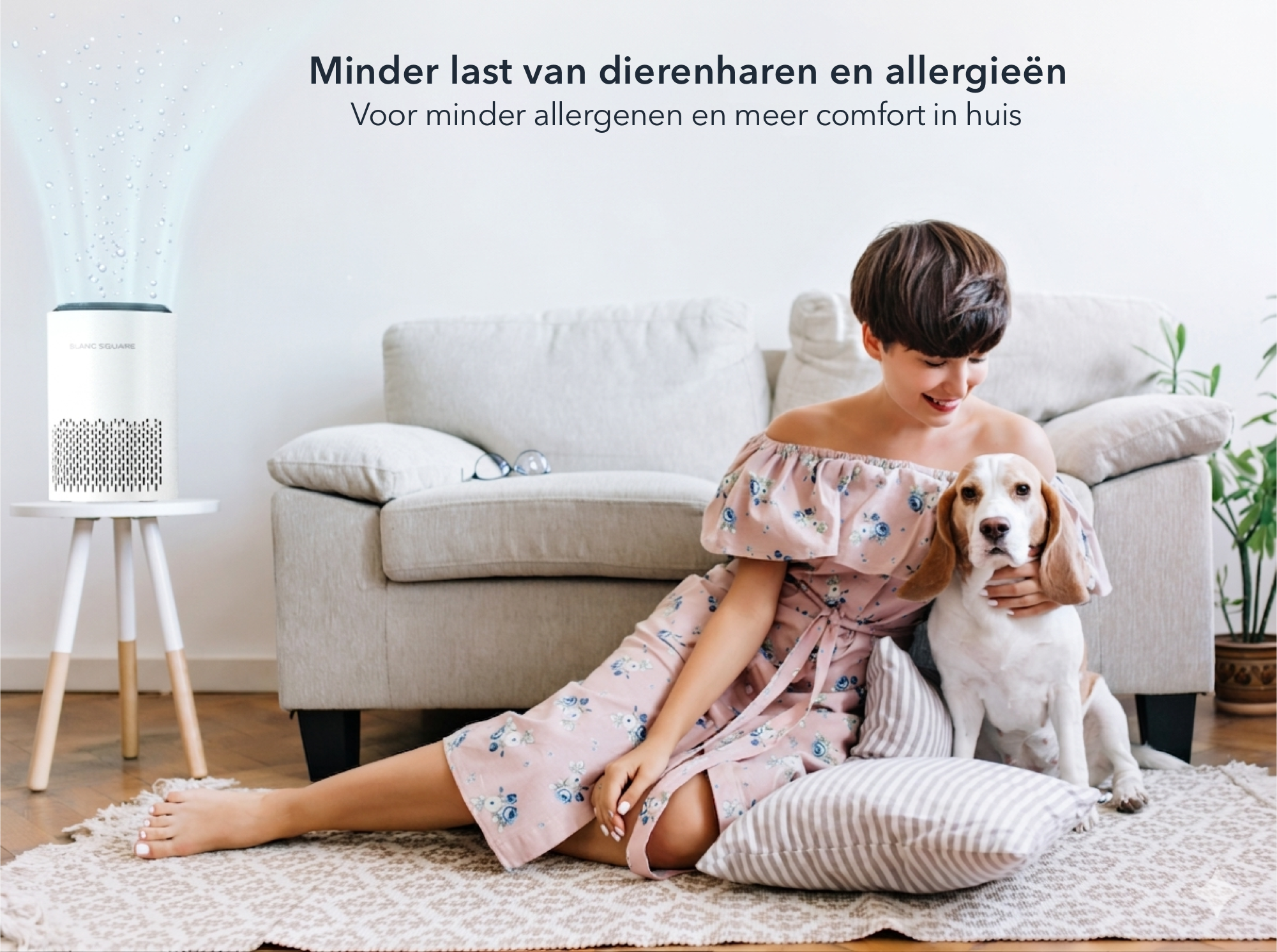 Blanc Square Luftreiniger Pro – mit HEPA-13-Filter und Aktivkohlefilter – Entfernt 99,7 % der Allergene (Heuschnupfen, Hausstaubmilben) – Schlafmodus – Luftreiniger