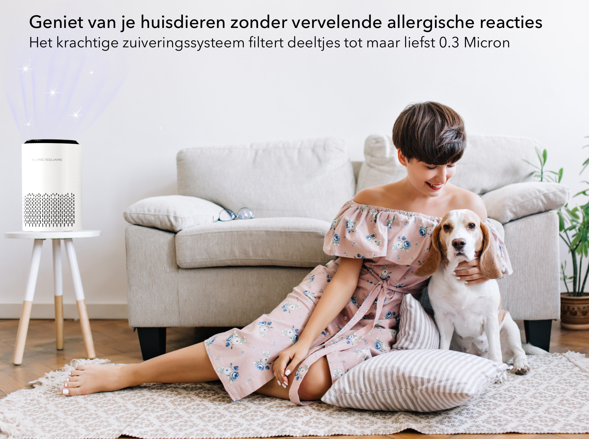 BS®Luchtreiniger-Luchtreiniger met 2 vervangbare HEPA-filters + actief koolfilter-Werkt 99% tegen huisstofmijt, hooikoorts, allergieën