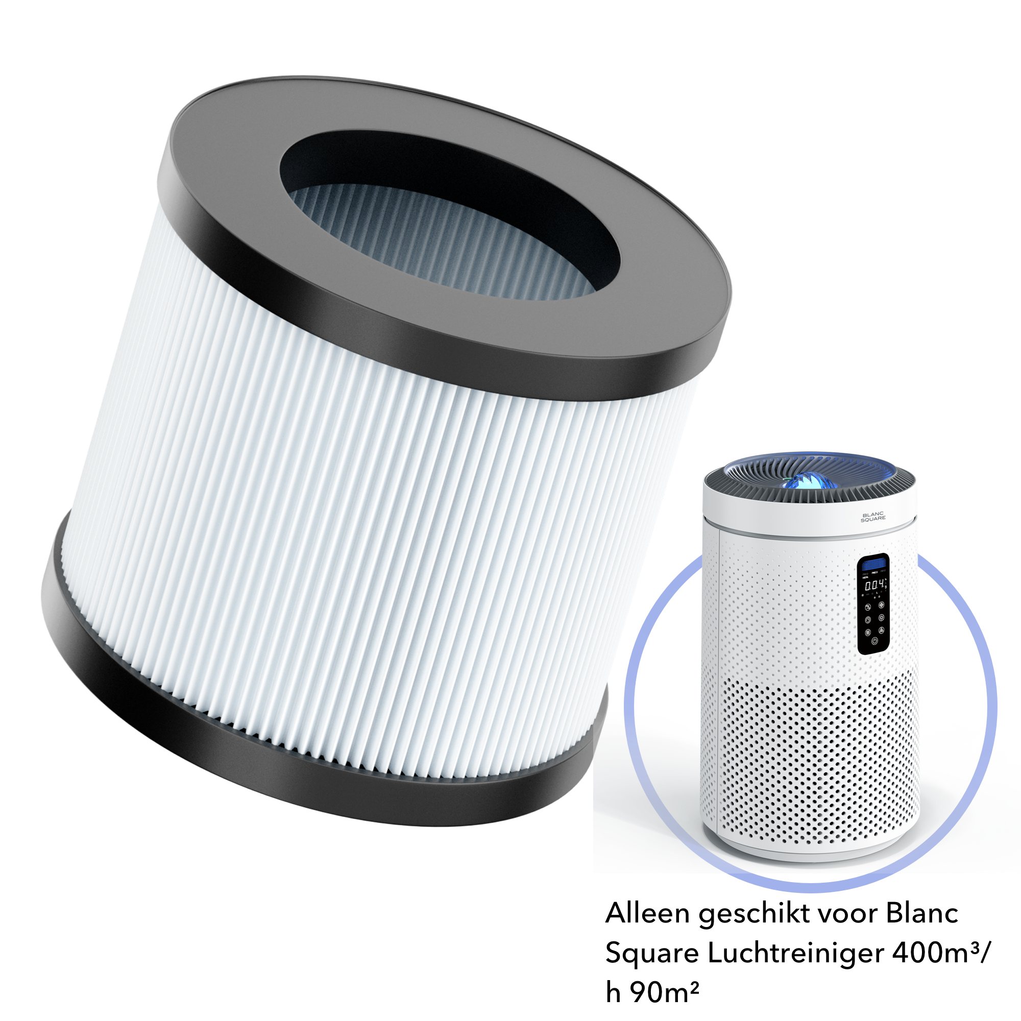 Blanc Square® Hepa-13 Luchtfilter voor Blanc Square Air Purifier 400m³/h 90m² - 99% effectief tegen huisstofmijt, hooikoorts, allergie, stof
