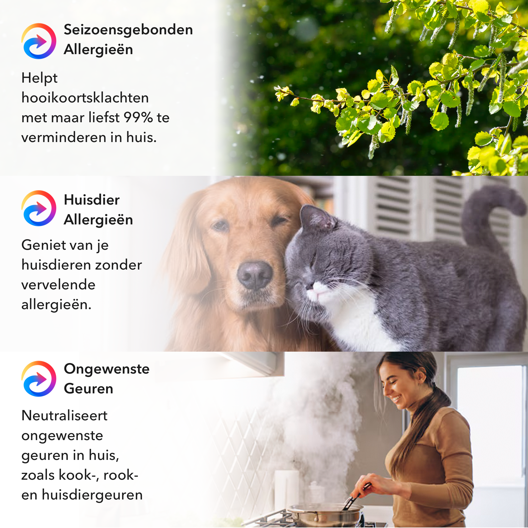 Blanc Square Luchtreiniger Pro - Air Purifier 5-laags met UV-Sterilisatie – HEPA 13 + Koolstoffilter – 400m³/h 90m² – Werkt tegen allergieën, pollen, geurtjes - 4+ Automatische modussen met Luchtkwaliteit-indicator - Clean Air diffuser
