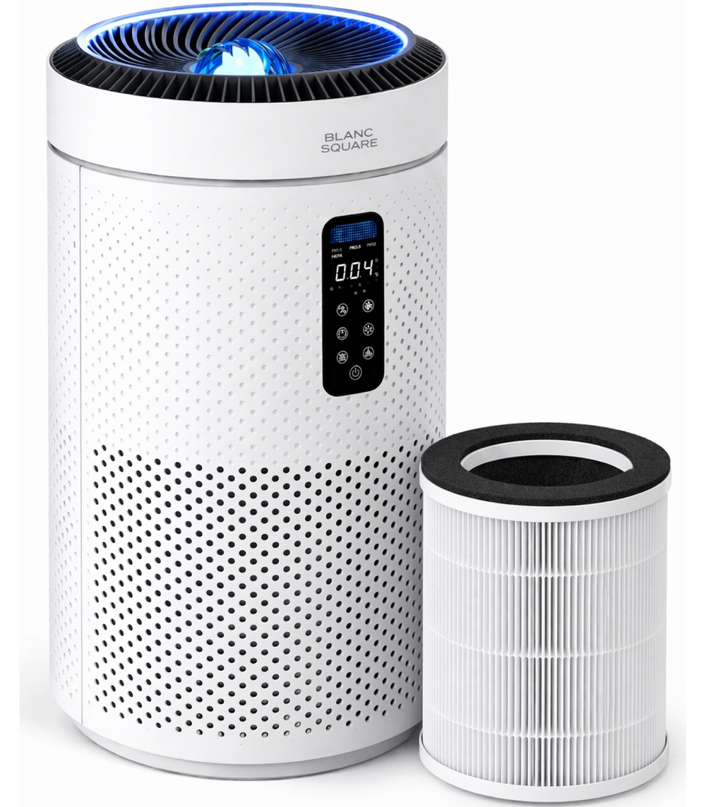 BLANC SQUARE Luchtreiniger Pro XL — 5-laags UV HEPA 13 filter voor ruimtes tot 100 m²