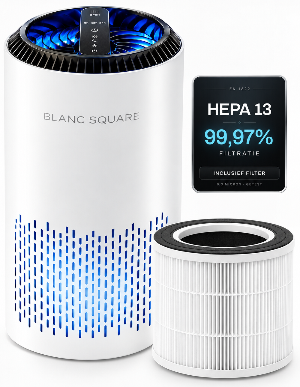 BLANC SQUARE Air Purifier Pro — Includes 1 Extra HEPA 13 Filter