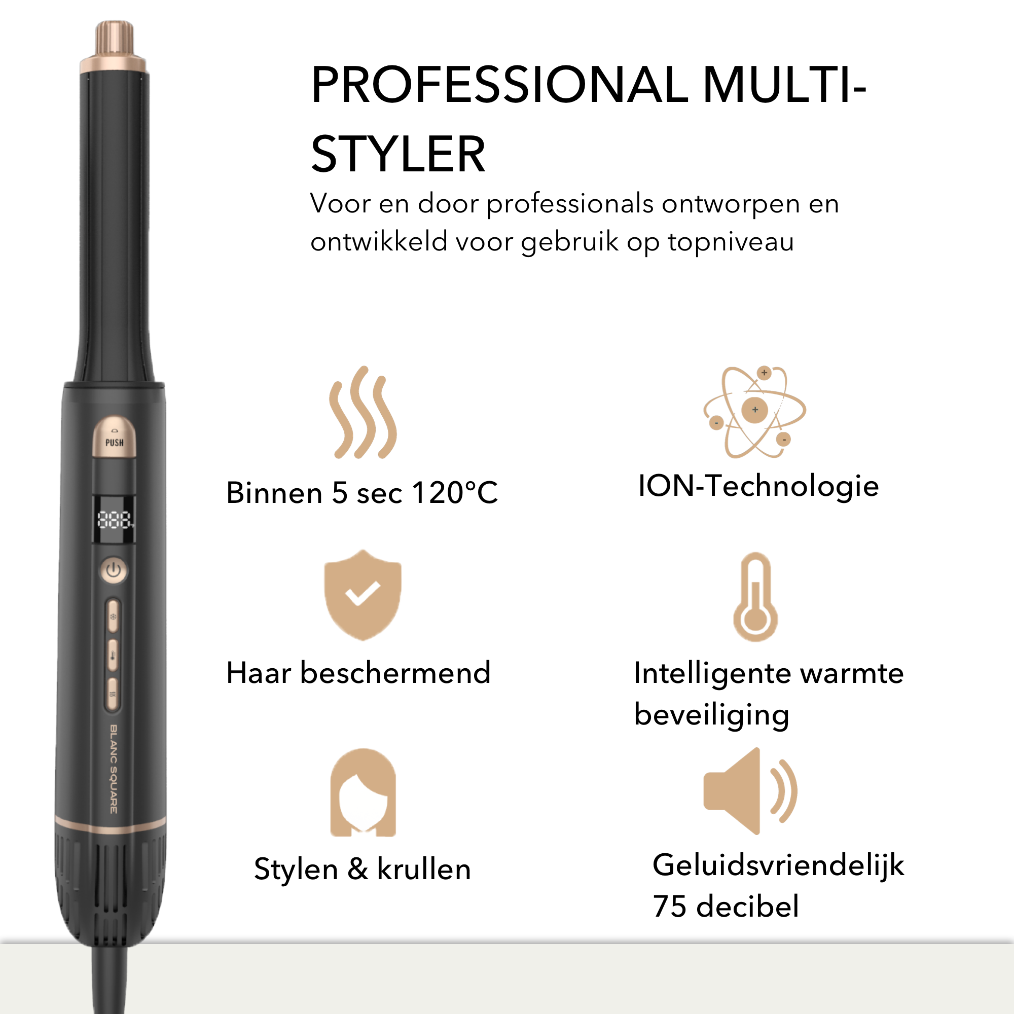 BS Multistyler Krultang - 5-in-1 Multistyler Haardroger - Haarstyler - Hairwrap Haardrogerborstel - Haardroger - Krulborstel en Stylingborstel - Airstyler Inclusief Krul Diffuser