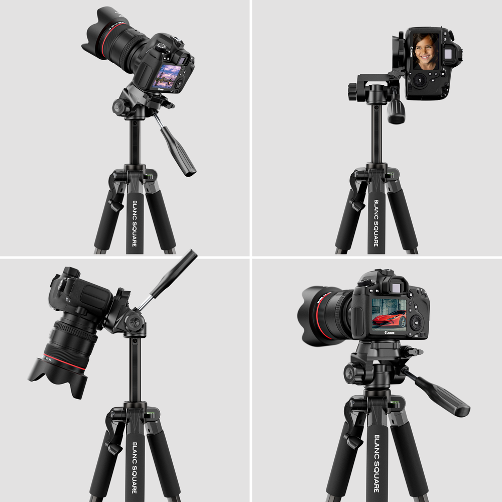 Statief Pro met smartphone en DSLR — universele bevestiging voor alle camera’s